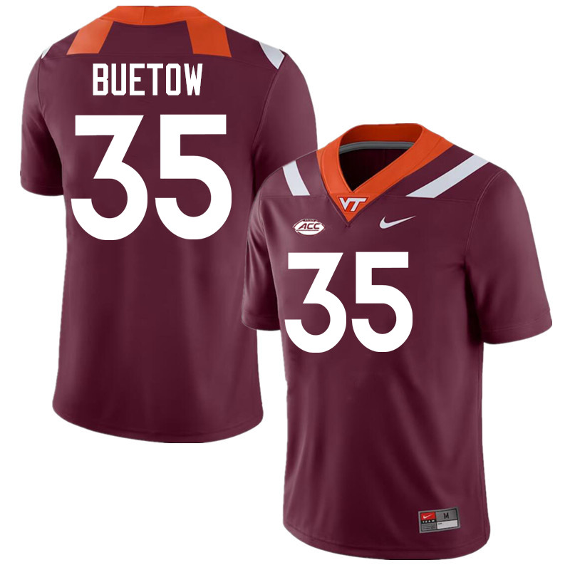 Men #35 John Buetow Virginia Tech Hokies College Football Jerseys Stitched-Maroon